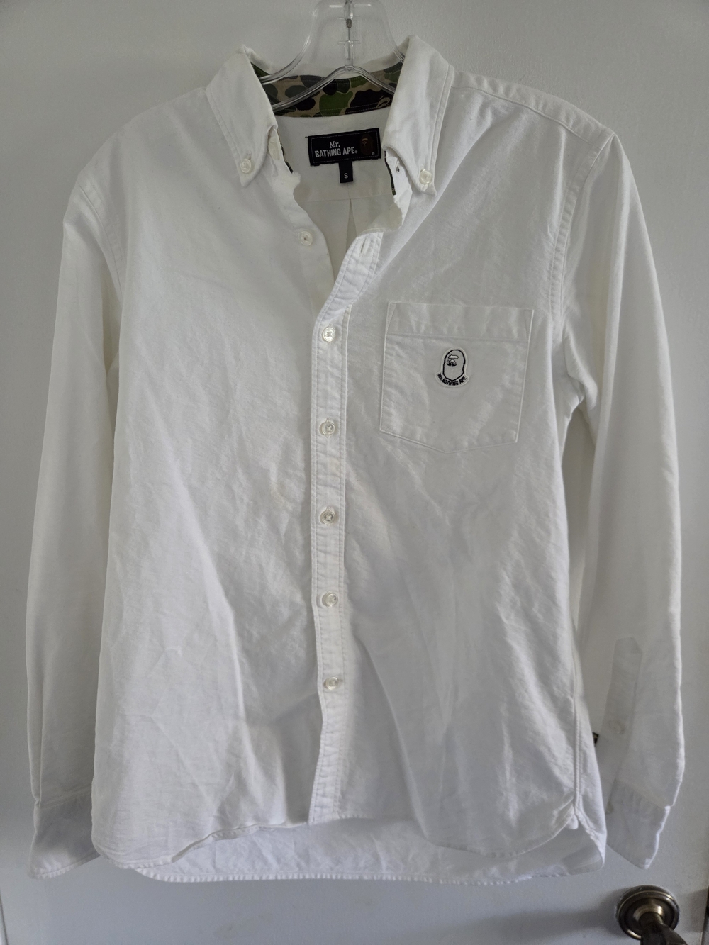 Mr Bathing Ape BAPE Oxford Button Down Shirt Mens Size S Made in Japan White